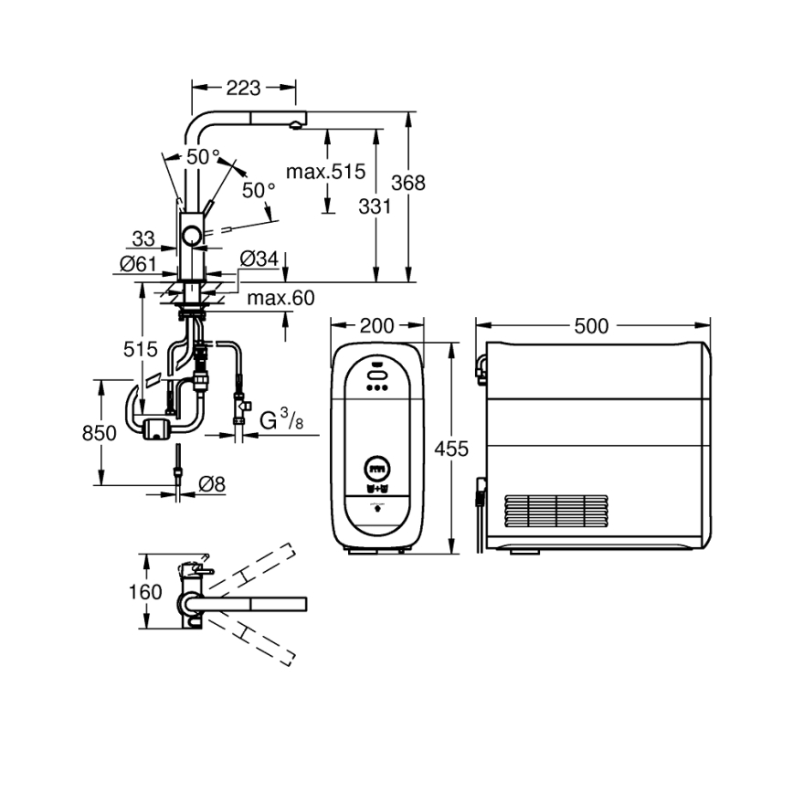 GROHE 31539000 - Slavina za sudoperu BLUE HOME, L-izliv, sjajni hrom