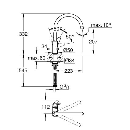GROHE 31554001 - Kuhinjska baterija START CURVE, sjajni hrom