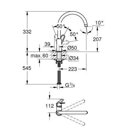 GROHE 31555001 - Slavina za sudoperu START FLOW 332 mm sjajni hrom