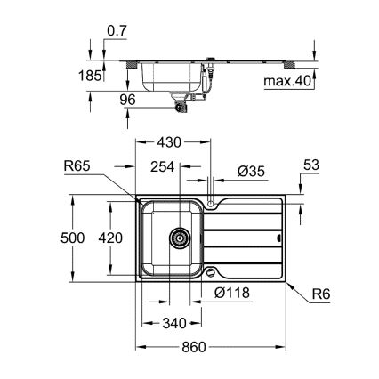 GROHE 31573SD1 - Set kuhinjskog sudopera K500 sa ocedkom i kuhinjskom baterijom A, 86×50 cm, od nerđajućeg čelika