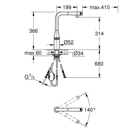 GROHE 31615000 - Kuhinjska baterija ESSENCE SMARTCONTROL 366 mm sjajni hrom