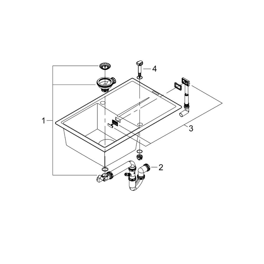 GROHE 31639AP0 - kompozitni crni sudoper K400 780 × 500 mm