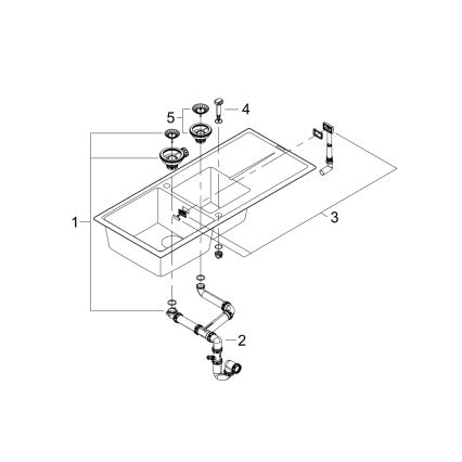 GROHE 31643AP0 - Kompozitni sudoper K400 1160 × 500 mm crni