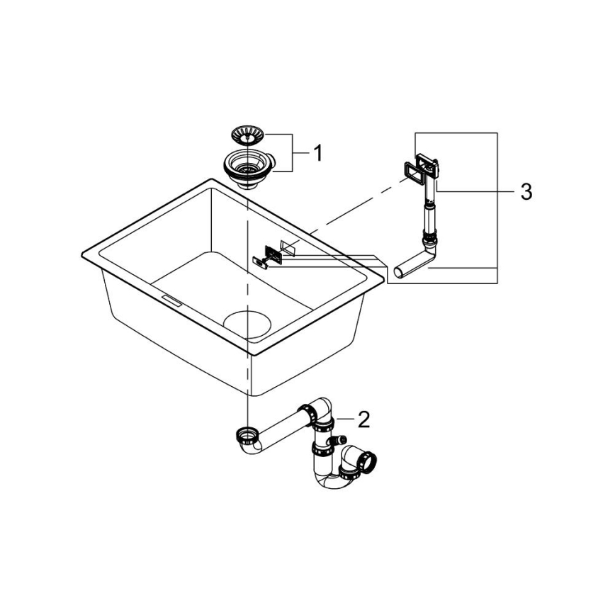 GROHE 31655AP0 - Kompozitni sudoper K700U 610 × 460 mm crna