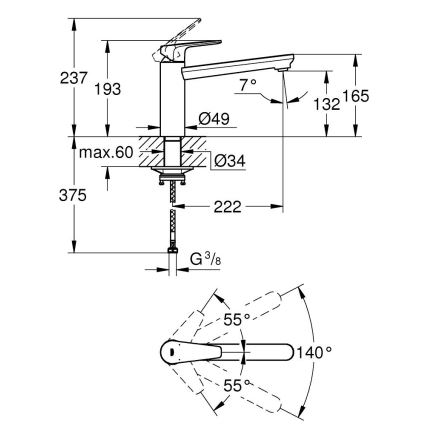 GROHE 31693000 - Slavina za sudoperu BAUEDGE 193 mm sjajni hrom