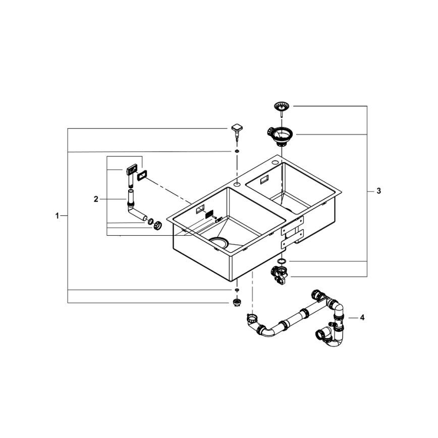 GROHE 31855SD0 - Kuhinjski sudoper K700 860 × 500 mm od nerđajućeg čelika