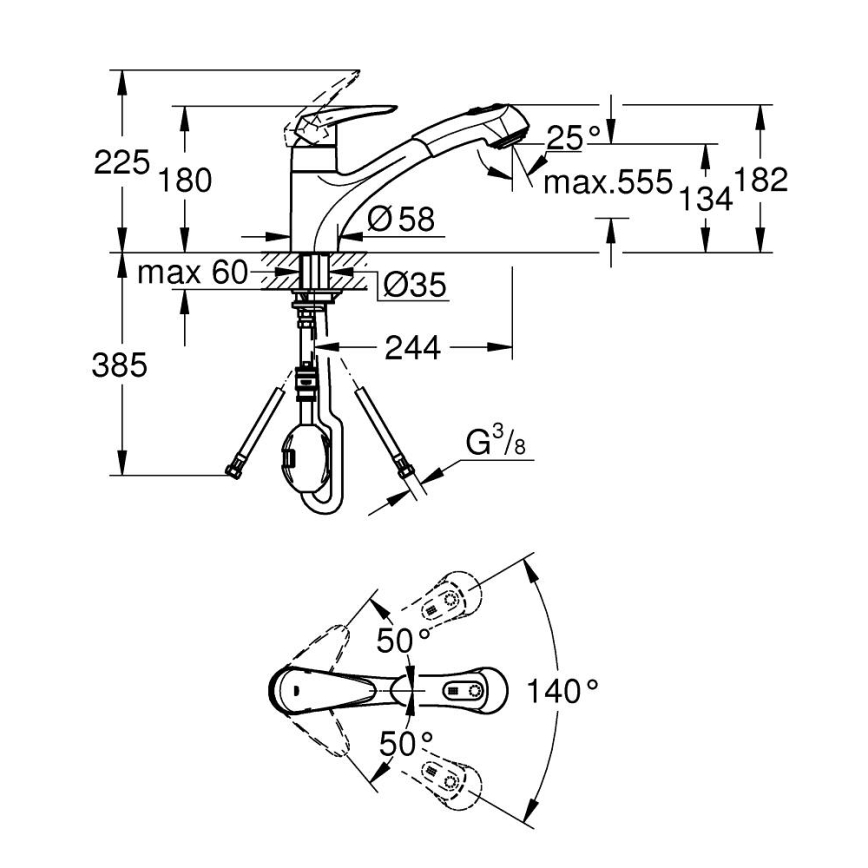 GROHE 32257001 - Kuhinjska baterija EURODISC, sjajni hrom