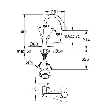 GROHE 32294002 - Slavina za sudoperu ZEDRA 401 mm sjajni hrom