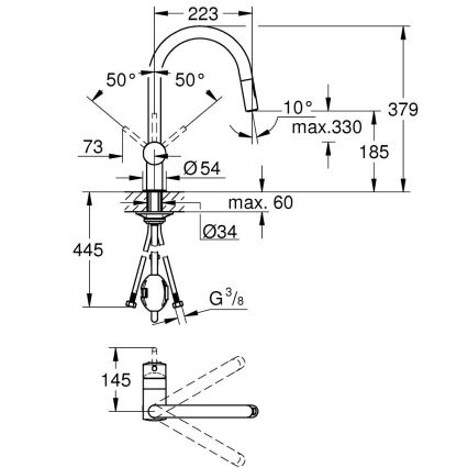 GROHE 32321DL2 - Slavina za sudoperu A, bronzana