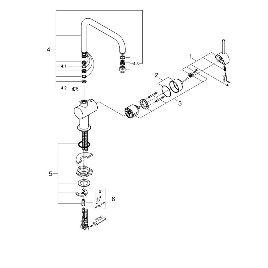 GROHE 32488000 - Baterija za sudoperu A, sjajni hrom