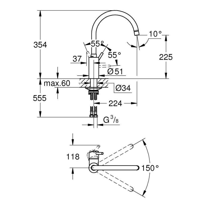 GROHE 32661003 - Kuhinjska baterija CONCETTO, sjajni hrom
