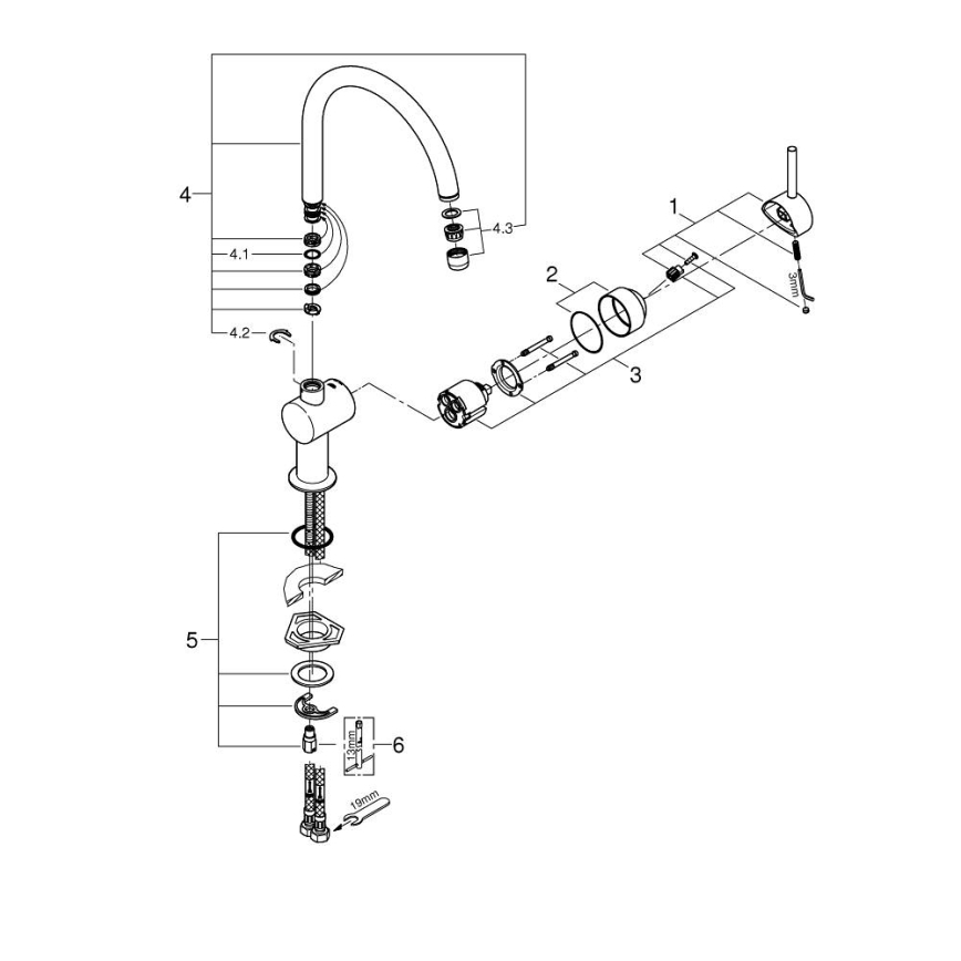 GROHE 32917KS0 - Kuhinjska baterija A DN 15 crna