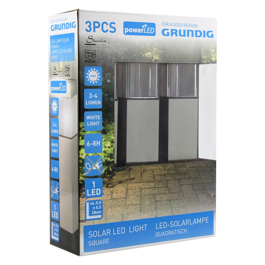 Grundig 90048 - Set od 3 solarnih LED lampi 5,5x28cm 1xAAA 600 mAh
