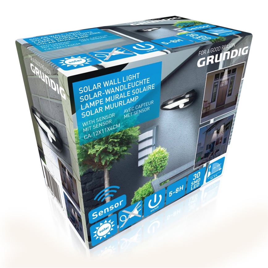 Grundig - SET od 2 LED solarnih zidnih svetala sa senzorom pokreta i sumraka LED/3,2V 600 mAh