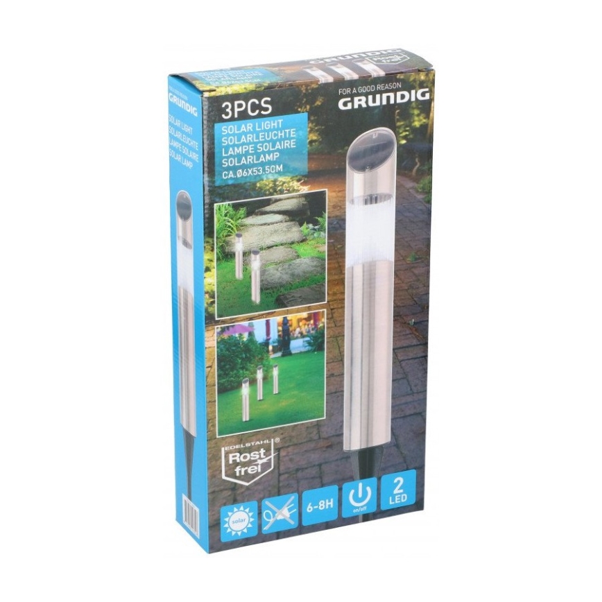 Grundig - Komplet od 3 LED solarne lampe, LED/1,2V 600 mAh