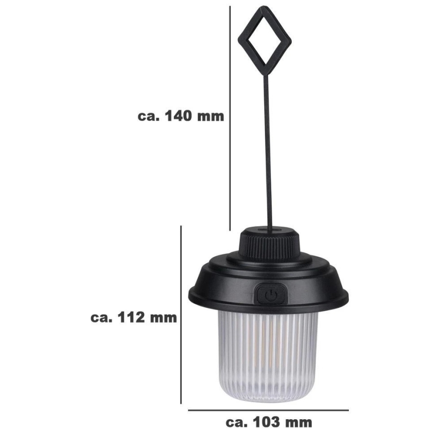 Grundig - LED kamperska lampa LED/3xAA 3000/4500/6000K IP44 crna