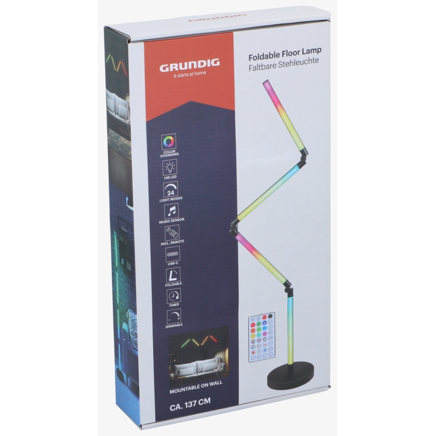 Grundig - LED RGB prigušiva stojeća lampa 2u1 LED/230V + daljinski upravljač