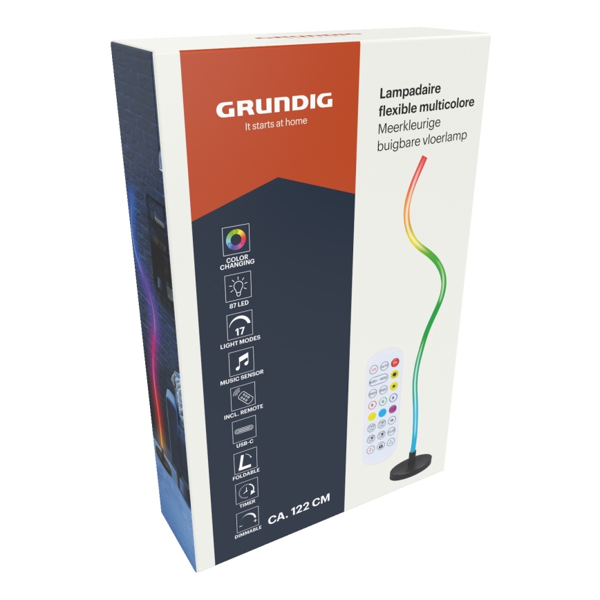 Grundig - LED RGB prigušiva podna lampa LED/5W/5V + daljinski upravljač