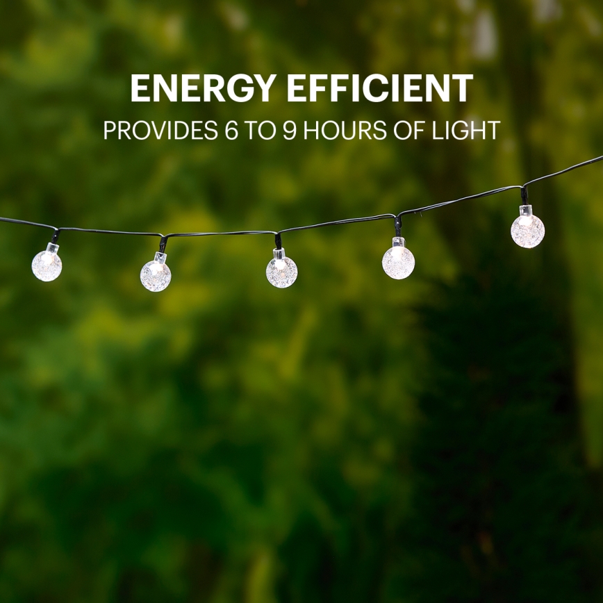 Grundig - LED solarna girlanda, 50 LED / 8 funkcija, 6,9 m, toplo belo svetlo, 600 mAh