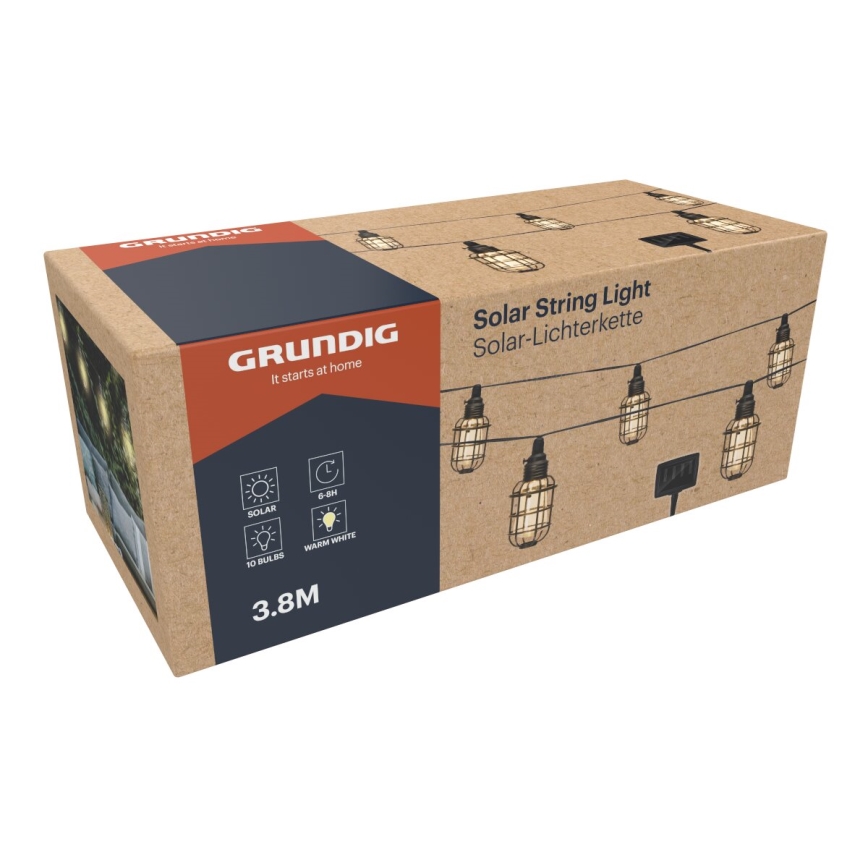 Grundig - LED solarni lanac 10xLED 3,8m IP44 topla bela 600 mAh
