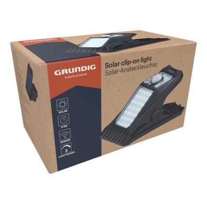 Grundig - LED solarno svetlo sa senzorom pokreta i sumraka CLIP-ON LED/9W/3,7V 1500 mAh IP44