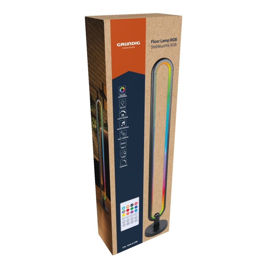 Grundig - LED RGB prigušiva stajaća lampa LED/8W/5V + daljinski upravljač
