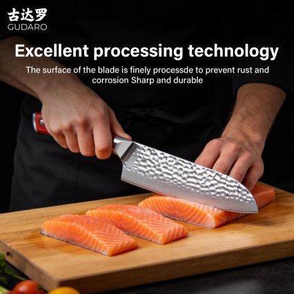 Gudaro - Santoku kuhinjski nož MIYABI 7, damask čelik, 67 slojeva čelika, dužina 17,5 cm