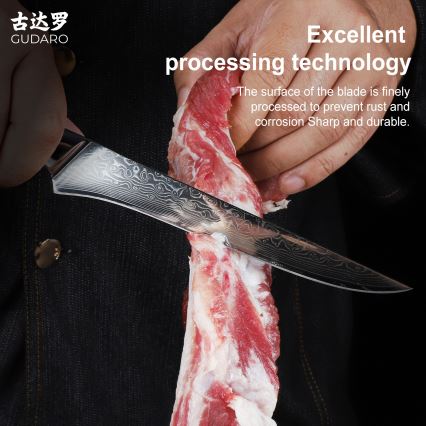 Gudaro - KENSHO nož za odkoštavanje od damaskog čelika 6, 67 slojeva čelika, dužina oštrice 15 cm