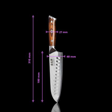 Gudaro - KOMPLET 2x damaskni Santoku kuhinjski nož FENG 7,5, 67 slojeva čelika, dužina 18 cm + 1x BESPLATNO damaskni kuhinjski nož FENG 3,5, 67 slojeva čelika, dužina 9,5 cm