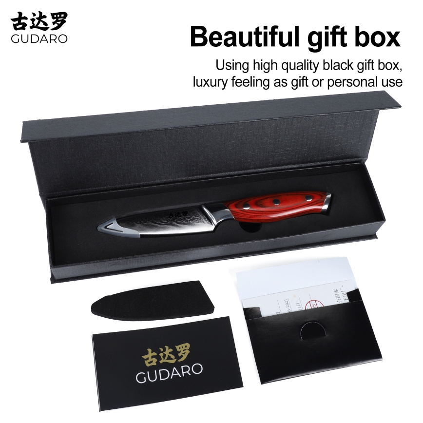 Gudaro - kuhinjski nož od damaškog čelika KENSHO 3,5, 67 slojeva čelika, dužina 9,5 cm