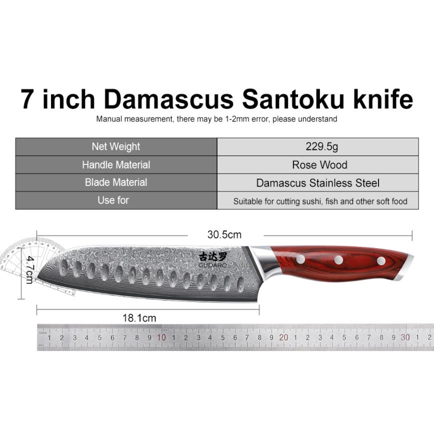Gudaro - Set kuhinjskih noževa u stalku KENSHO, 7 kom, akacija