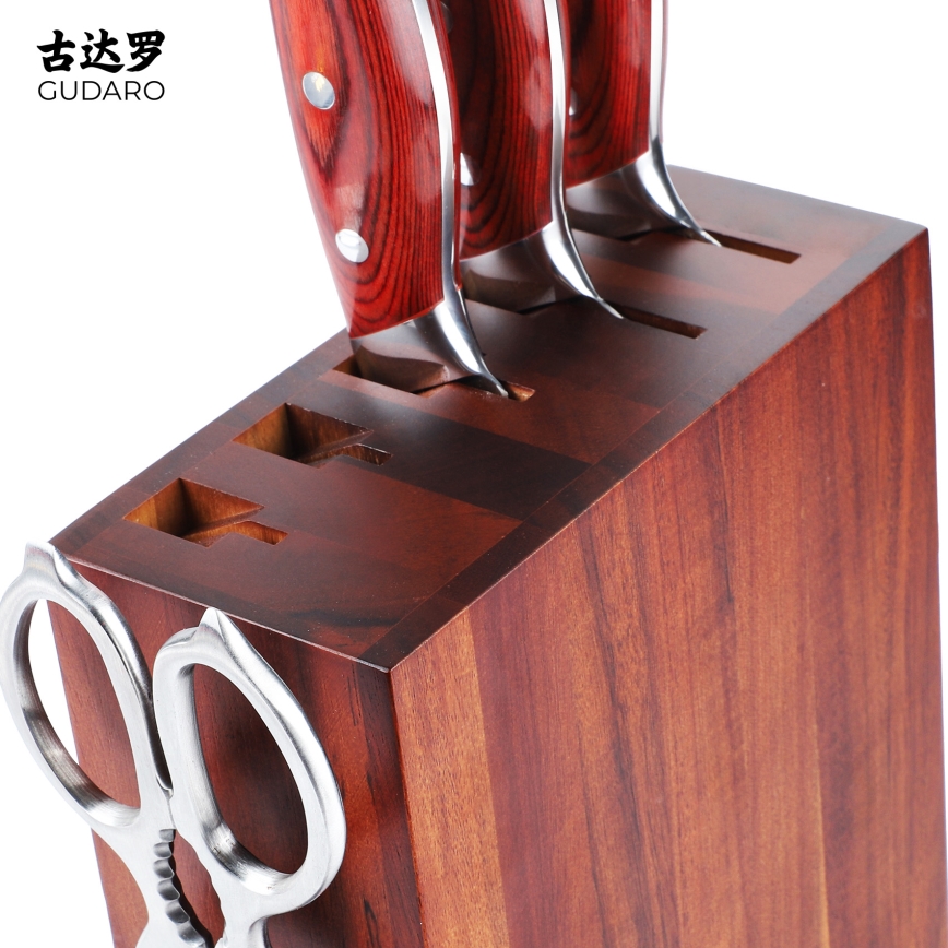Gudaro - Stalak za noževe AKIRA 25x25x10 cm, bagrem