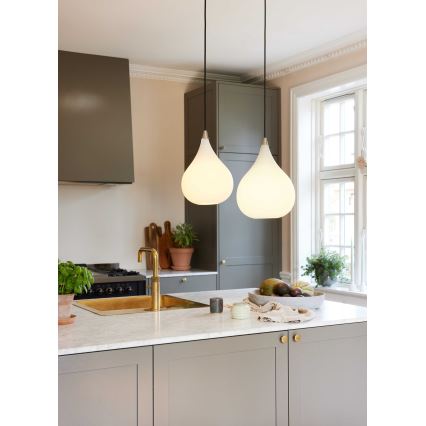 Halo Design 407931 - Luster na sajli DROPS 1xE27/40W/230V prečnik 30 cm bela/matni hrom
