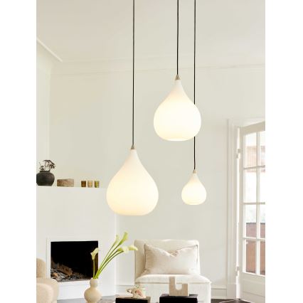 Halo Design 407931 - Luster na sajli DROPS 1xE27/40W/230V prečnik 30 cm bela/matni hrom