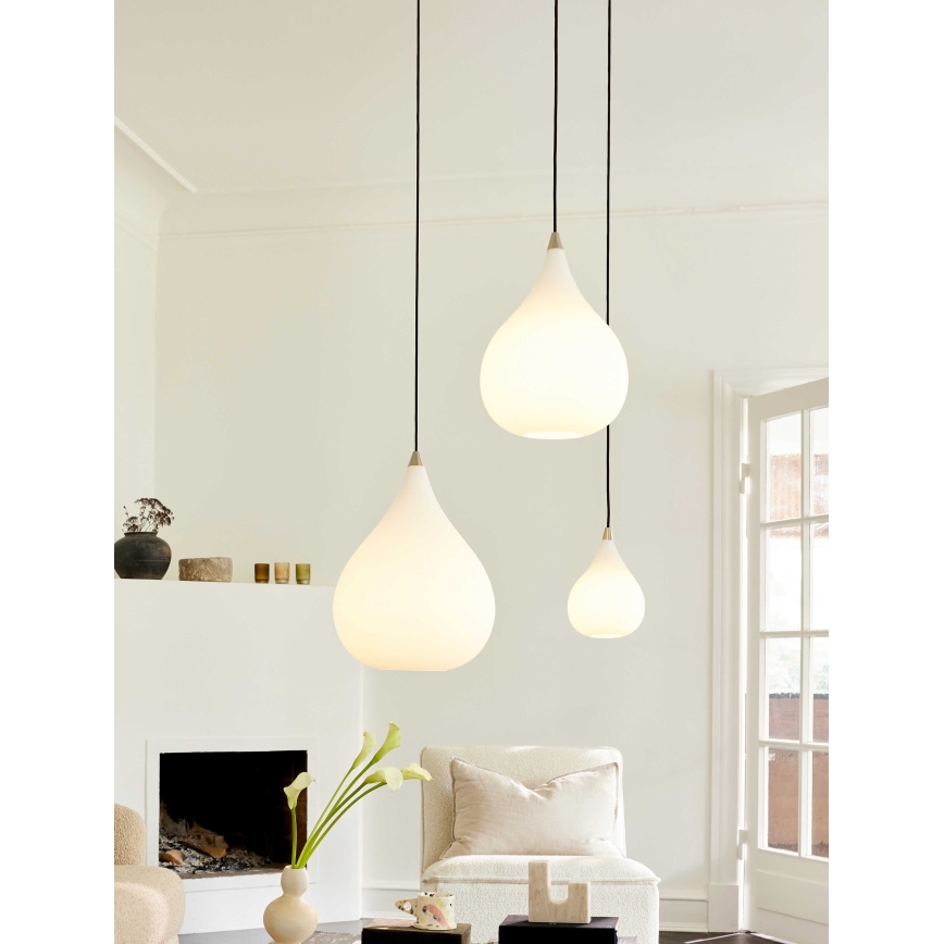 Halo Design 407931 - Luster na sajli DROPS 1xE27/40W/230V prečnik 30 cm bela/matni hrom