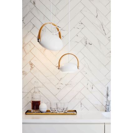 Halo Design 734337 - Luster na sajli DC 1xE27/40W/230V prečnik 26 cm bela/hrast