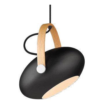 Halo Design 734344 - Luster na sajli DC 1xE27/40W/230V prečnik 26 cm crna/hrast