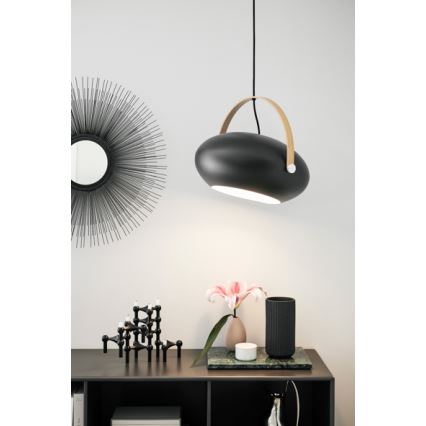 Halo Design 734382 - Luster na sajli DC 1xE27/40W/230V prečnik 40 cm crna/hrast