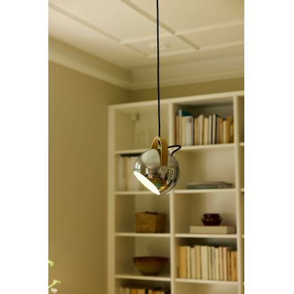 Halo Design 734443 - Luster na sajli DC 1xE27/40W/230V prečnik 18 cm sjajni hrom/hrast