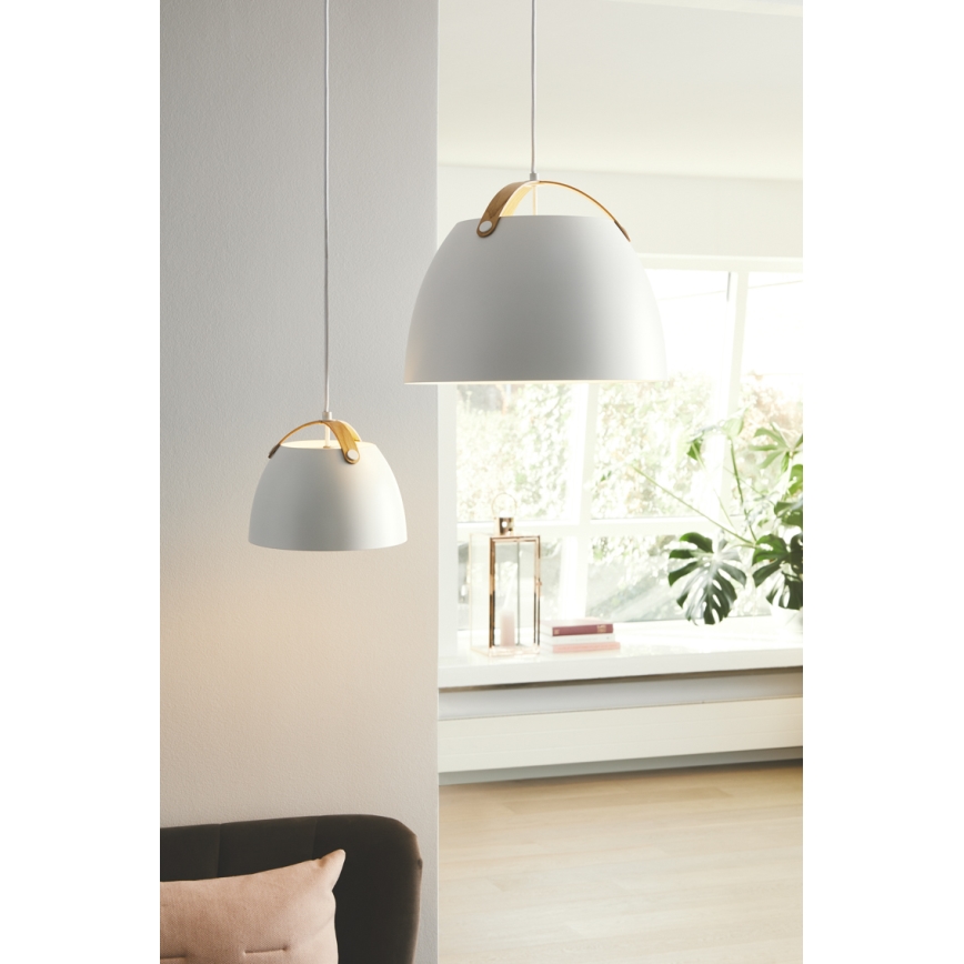 Halo Design 734870 - Luster na sajli OSLO 1xE27/40W/230V Ø 40 cm bela/hrast