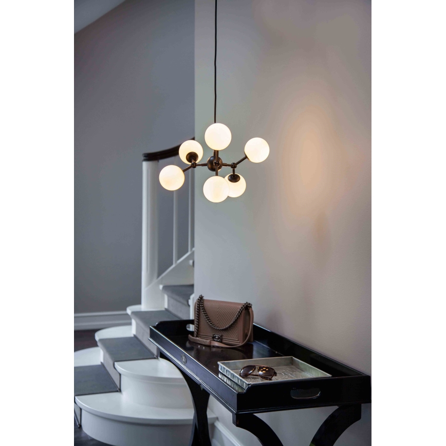 Halo Design 736546 - Luster na sajli ATOM 6xG9/28W/230V prečnik 45 cm crna/bela