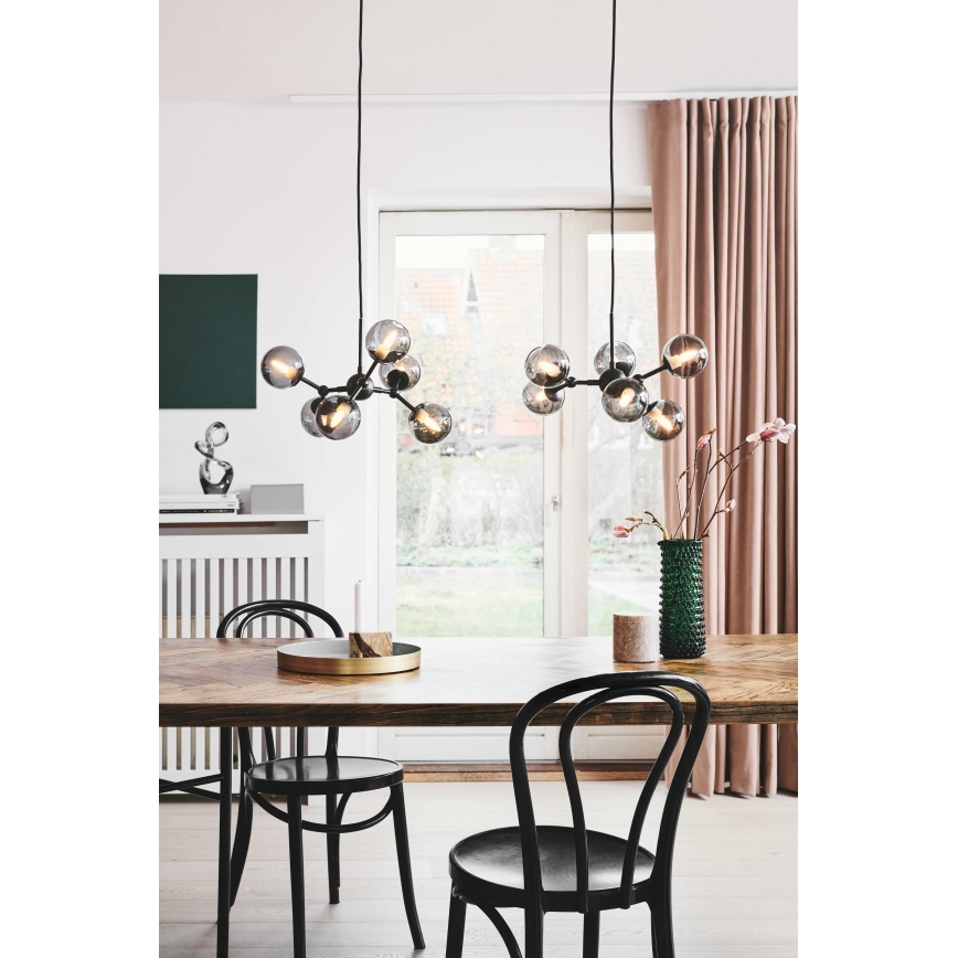 Halo Design 736553 - Luster na sajli ATOM 6xG9/28W/230V prečnik 45 cm crna/zadimljena crna