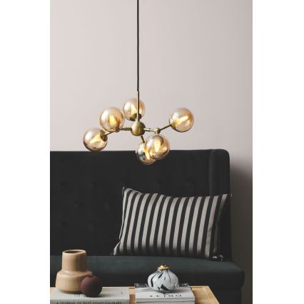 Halo Design 736560 - Luster na sajli ATOM 6xG9/28W/230V prečnik 45 cm mesing/zadimljeno bež