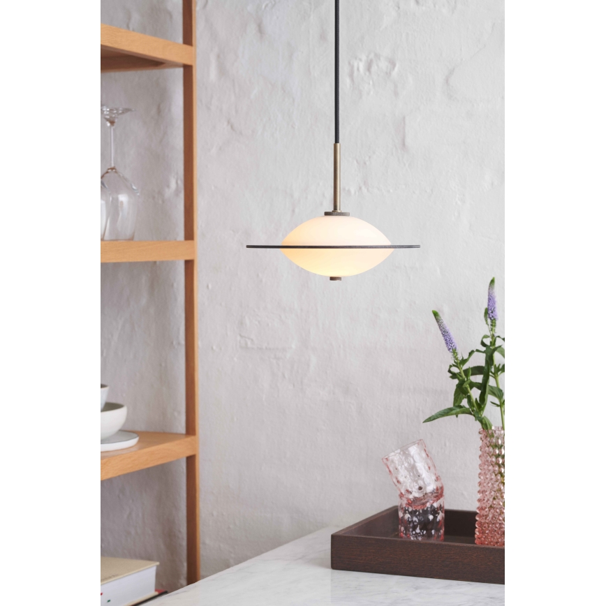 Halo Design 743599 - Luster na sajli ORBIT 1xG9/7W/230V Ø 24 cm bela/mesing/zadimljeno-siva