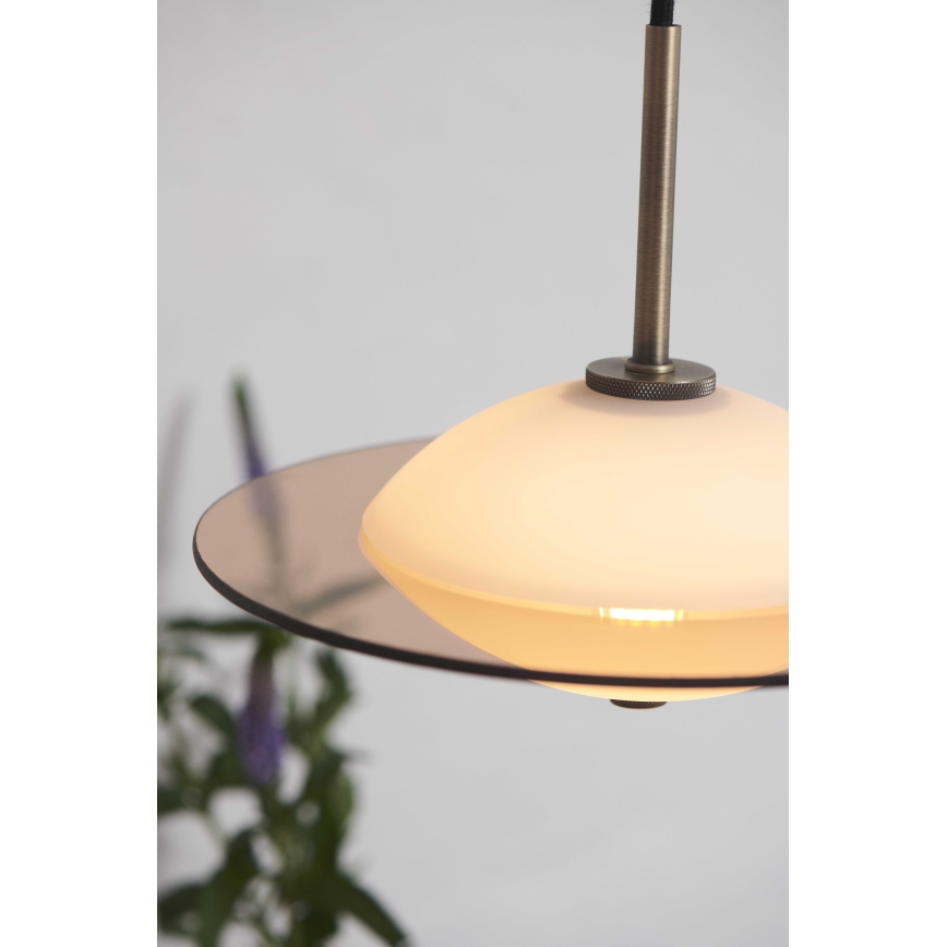 Halo Design 743599 - Luster na sajli ORBIT 1xG9/7W/230V Ø 24 cm bela/mesing/zadimljeno-siva