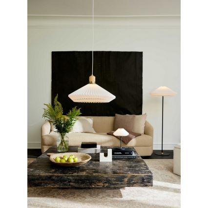 Halo Design 744268 - Luster na sajli PARIS 1xE27/60W/230V, prečnik 56 cm, bela/mesing/hrast