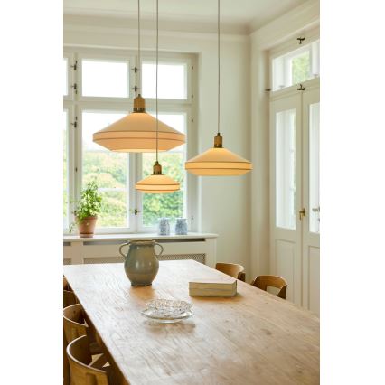 Halo Design 744305 - Luster na sajli PARIS 1xE27/40W/230V, prečnik 56 cm, krem/mesing/hrast