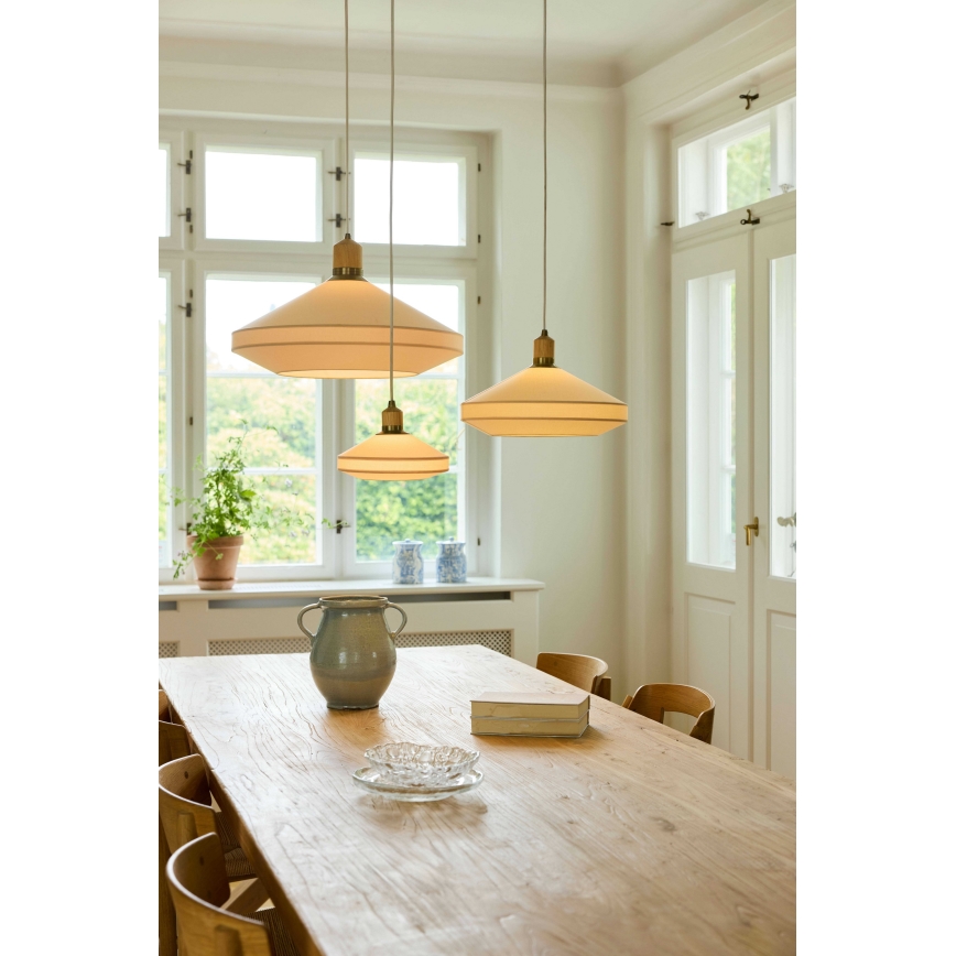Halo Design 744305 - Luster na sajli PARIS 1xE27/40W/230V, prečnik 56 cm, krem/mesing/hrast