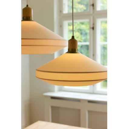 Halo Design 744305 - Luster na sajli PARIS 1xE27/40W/230V, prečnik 56 cm, krem/mesing/hrast
