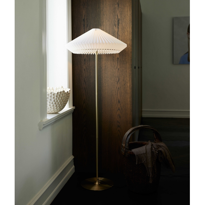 Halo Design 745050 - Stojeća lampa PARIS 1xE27/40W/230V mesing/bela/hrast